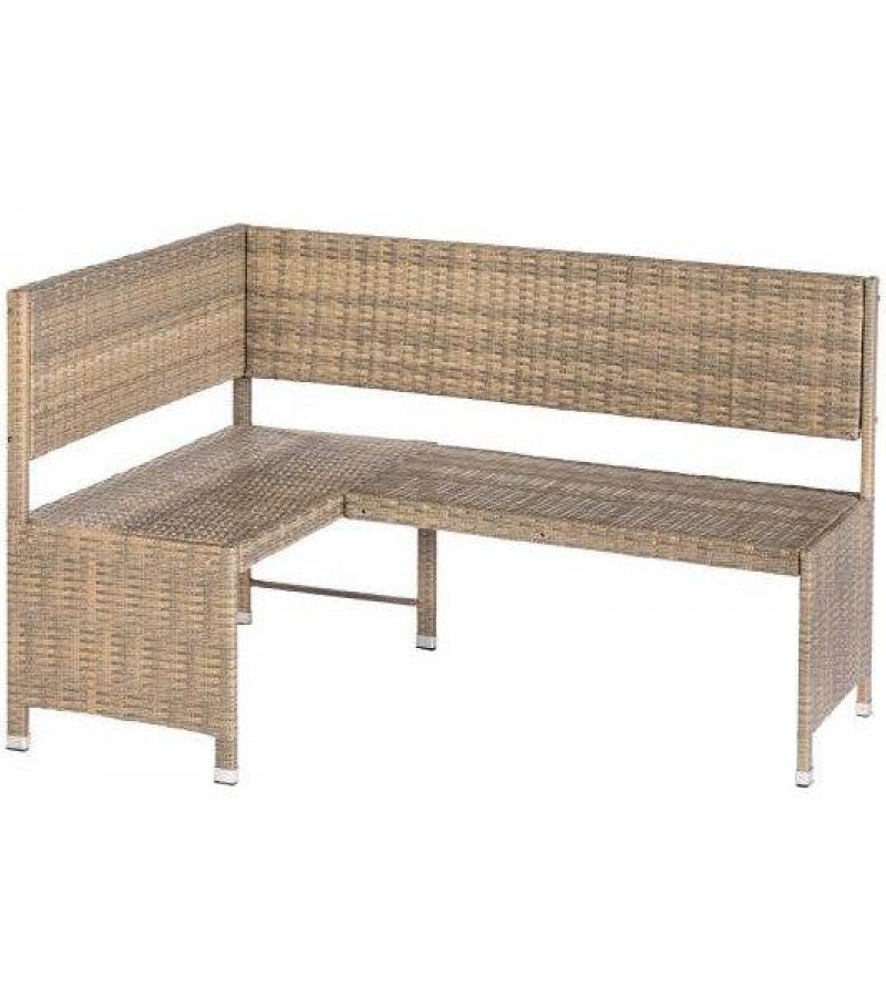 Eckbank Set BREGENZ 2-teilig, Stahl + Polyrattan grau-beige, mit Polster (3)